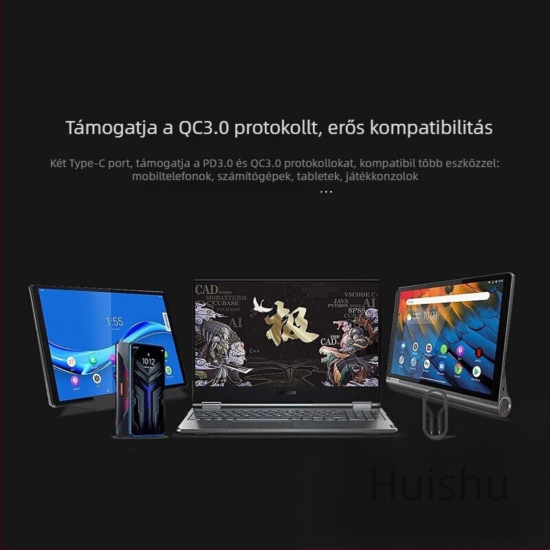 Type-C gyors töltőkábel Lenovo Legion 2 Pro / Z6 Pro / Y90 / Y700 – 1–2 m, egyes fej, 100 W, TPE