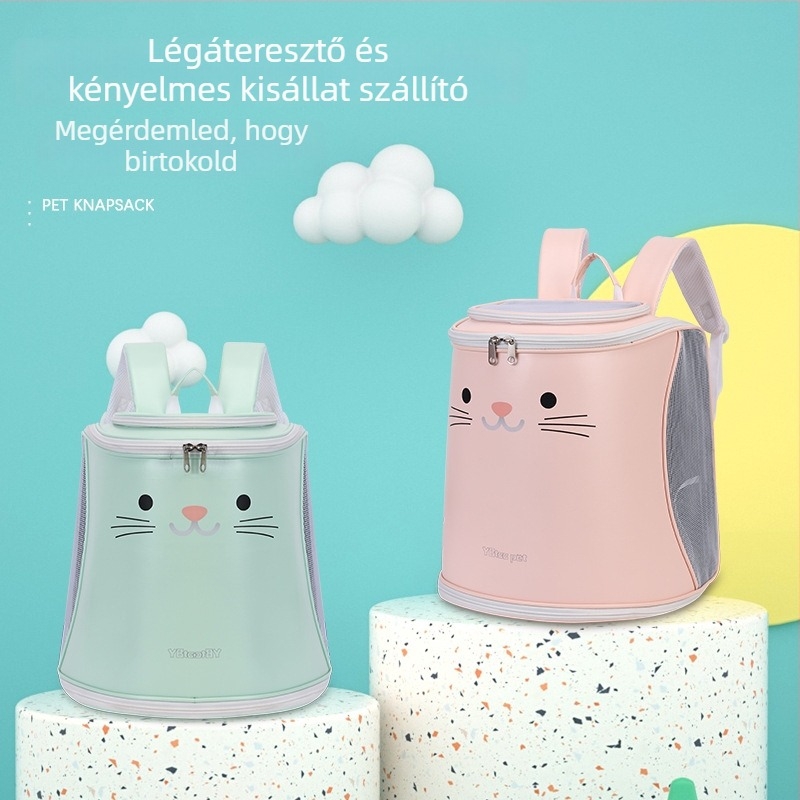 Macska szállító táska – összecsukható, hordozható, PU anyag, 7,5 kg kapacitás
