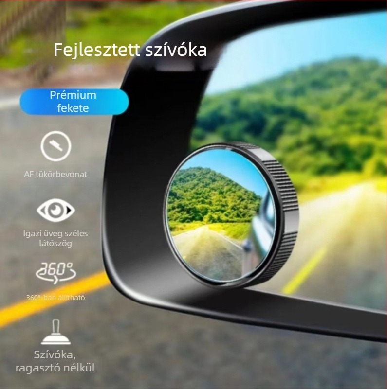 Autó hátsó nézet tükör szívókoronggal, kis kör alakú tükör, 360° holttér segítő tükör, ultra-tiszta és vízálló