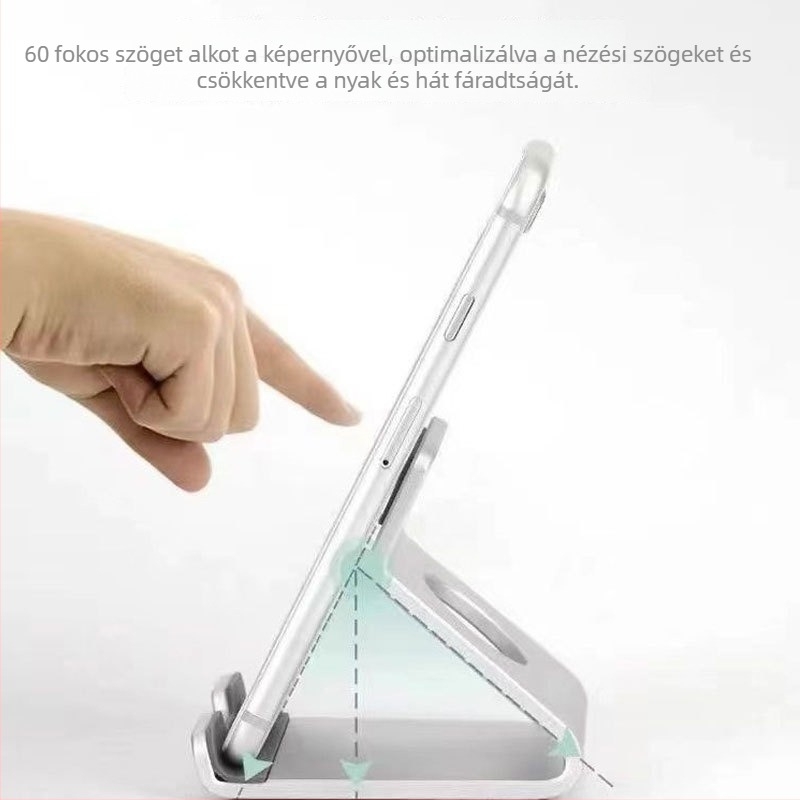 Telefon- és tabletához asztali állvány, egybeöntött alumínium ötvözetből, strapabíró, hordozható, leejtésálló