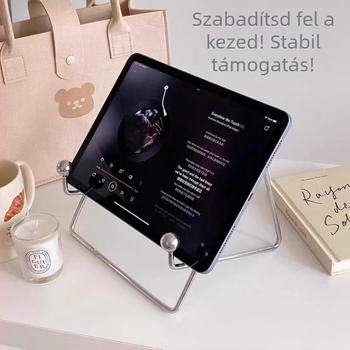 Fém asztali tablet tartó iPad és telefon számára, egyszerű stílus, rozsdamentes acél