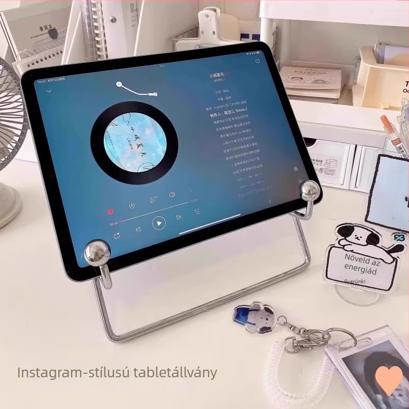 Fém asztali tablet tartó iPad és telefon számára, egyszerű stílus, rozsdamentes acél