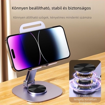 Asztali telefon- és tablet tartó — forgatható, összecsukható, ötvözetből készült, élő közvetítéshez