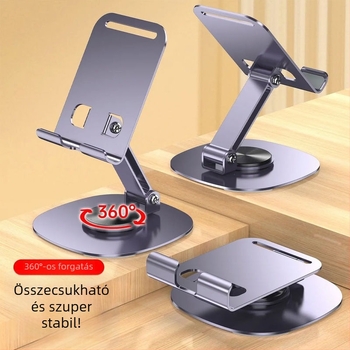 Asztali telefon- és tablet tartó — forgatható, összecsukható, ötvözetből készült, élő közvetítéshez