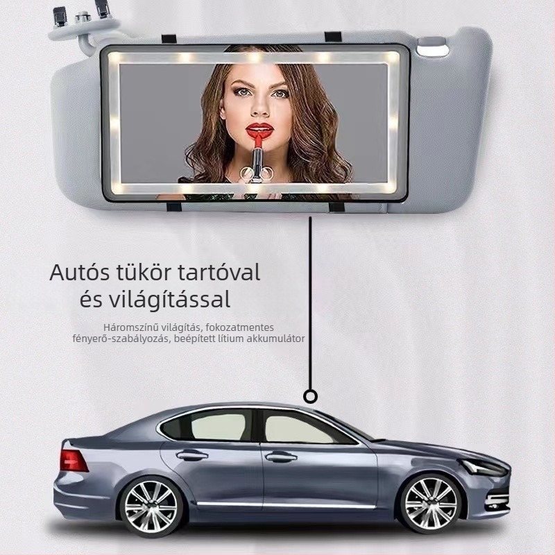 Autó kozmetikai tükör Snap-On rögzítéssel, univerzális illeszkedés, minimalist stílus, logó nyomtatás