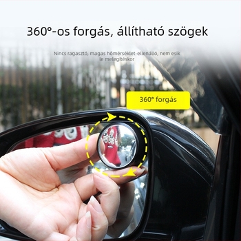 TYPER autóhátsó tolató tükör – kör alakú üveg, 360°-ban forgatható, általános kompatibilitás, anyag: magas felbontású üveg ABS kerettel; licencelhető magáncímke: Igen