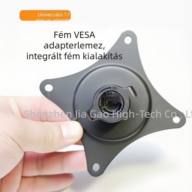 Fém VESA adapter lemez, univerzális, 17 mm golyófej, függőleges kijelző forgatás, teleszkópos tartó