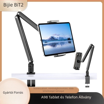 Összecsukható tabletátartó és telefon-tartó, iPad-kompatibilis, hordozható monitorállvánnyal éjjeliszekrényhez