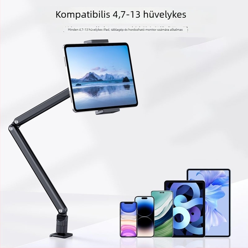 Összecsukható tabletátartó és telefon-tartó, iPad-kompatibilis, hordozható monitorállvánnyal éjjeliszekrényhez