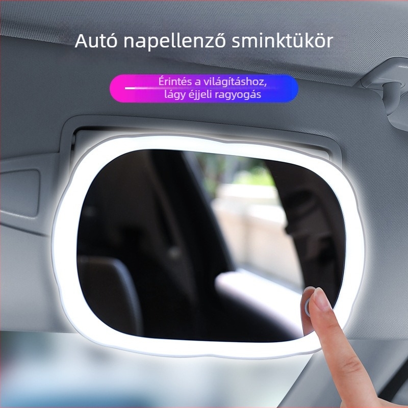 Autó belső napellenző sminktükörrel és LED világítással — érintéses vezérlés, utas oldali tükör (yeleno Road)