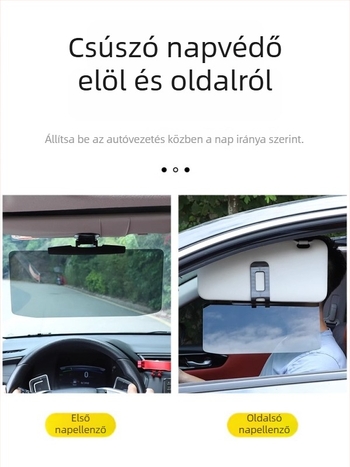 HD kozmetikai tükör autóhoz – belső anti-glare vizor, árnyékolás a nagyfényű fényszórók ellen (ragasztóval szerelhető, univerzális, minimalist stílus)