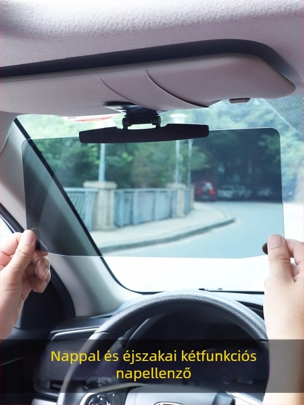 HD kozmetikai tükör autóhoz – belső anti-glare vizor, árnyékolás a nagyfényű fényszórók ellen (ragasztóval szerelhető, univerzális, minimalist stílus)