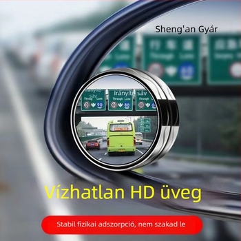 Szívócsészével ellátott hátrameneti tükör, kör alakú, átlátszó üveg, széles látómező, holttér segédtükör