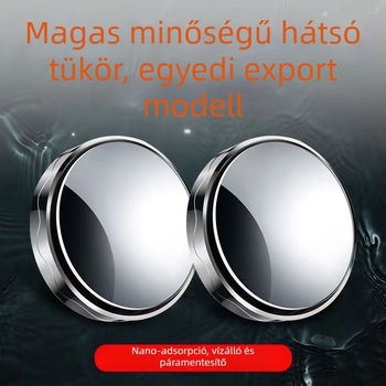 Szívócsészével ellátott hátrameneti tükör, kör alakú, átlátszó üveg, széles látómező, holttér segédtükör