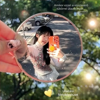 Mini utazóreflektor – kerek domború tükör, széles látómező, nagy felbontás, egyéni utazásokhoz és fényképezéshez