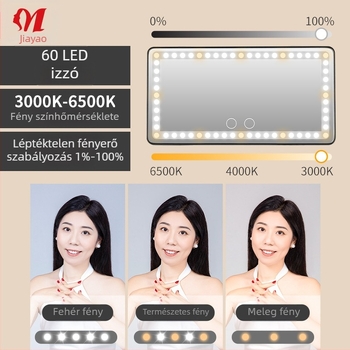 Jiayao autósmink tükör ABS kerettel, ezüst tükrös lencsével és 3 m USB-kábellel