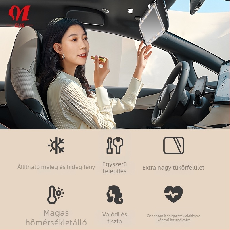 Jiayao autósmink tükör ABS kerettel, ezüst tükrös lencsével és 3 m USB-kábellel