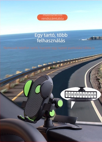 Snap-on telefon-tartó a műszerfalhoz PY — rögzíthető a műszerfalra, a hátsó visszapillantó tükörre vagy napellenzőre; kompatibil mobil/navigációs eszközökkel; testreszabás támogatott
