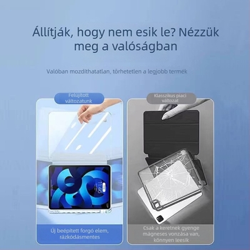 Átlátszó akril tok iPad Pro 12,9-hez tolltartóval; mágneses átlátszó tok 10,5 hüvelykhez