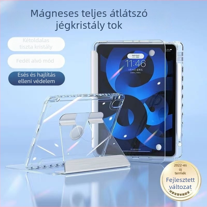 Átlátszó akril tok iPad Pro 12,9-hez tolltartóval; mágneses átlátszó tok 10,5 hüvelykhez