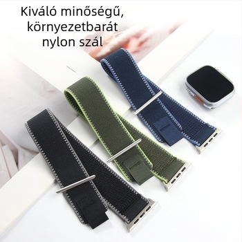 Nylon Velcro szövött óraszíj Apple Watch S11-hez, 20/22 mm, 280 mm hosszú, sportos stílus