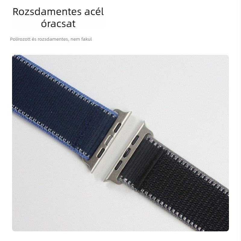 Nylon Velcro szövött óraszíj Apple Watch S11-hez, 20/22 mm, 280 mm hosszú, sportos stílus