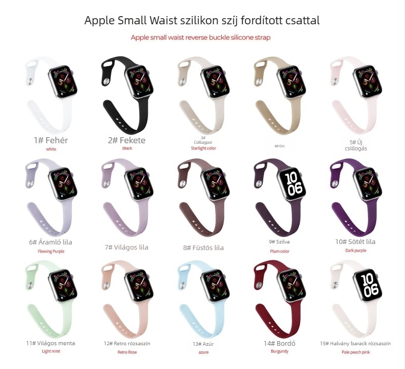 Szilikon Apple Watch szíj Series 1–11, Ultra 1–3 és SE 3 – karcsú derekú dizájn
