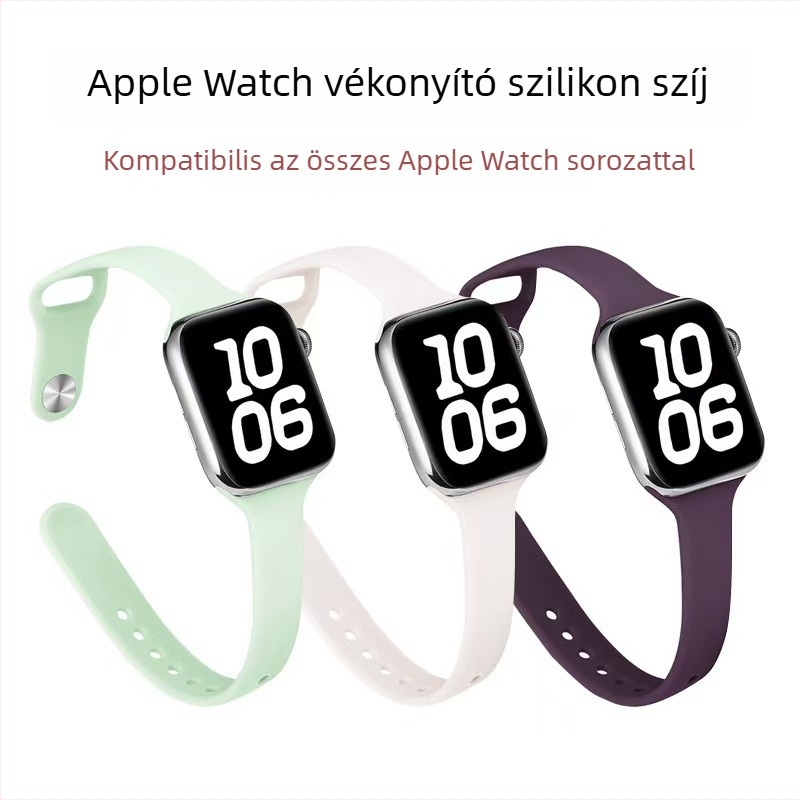 Szilikon Apple Watch szíj Series 1–11, Ultra 1–3 és SE 3 – karcsú derekú dizájn