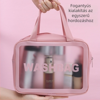 PU átlátszó 3 részes kozmetikai neszeszer, kocka alak, PVC anyag, utazáshoz