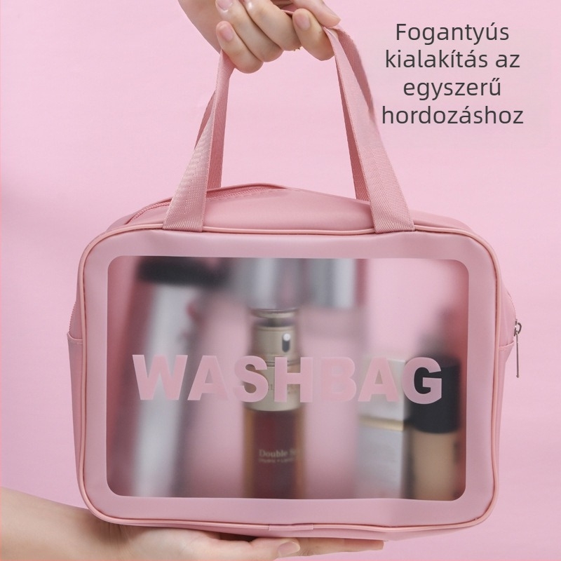 PU átlátszó 3 részes kozmetikai neszeszer, kocka alak, PVC anyag, utazáshoz