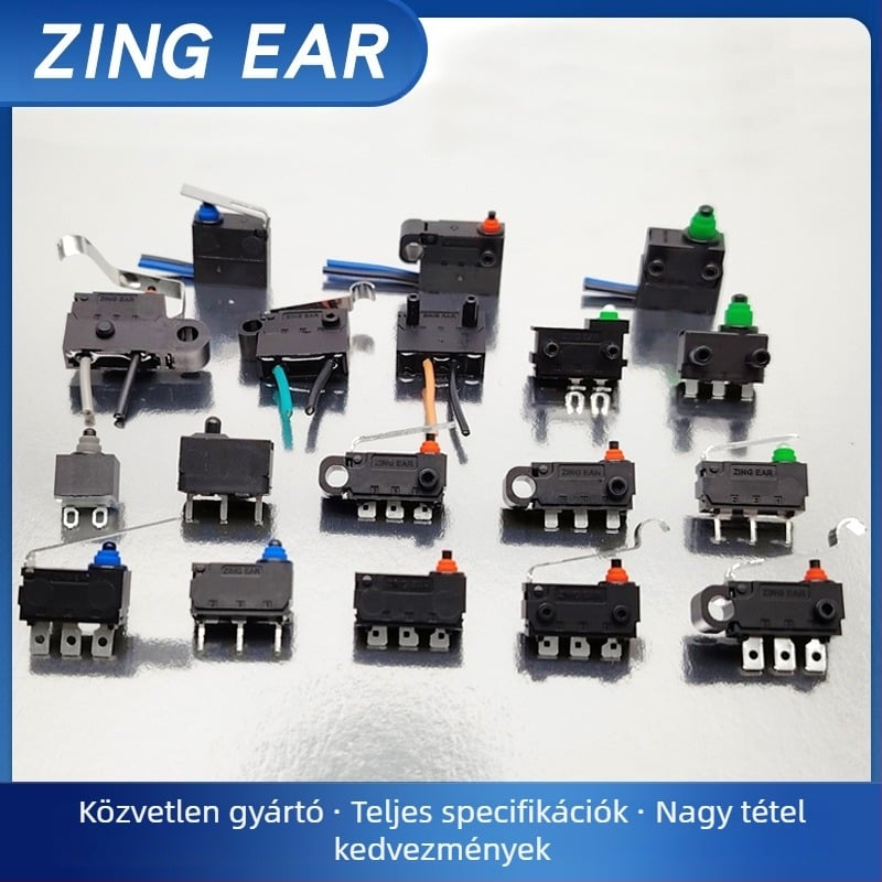 Zingear vízálló mikrokapcsoló autó központi zárhoz (500 000 ciklusos mechanikai élettartam; UL, CQC, ENEC tanúsítványok; 36V alatt)