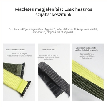 Nylon szövött Velcro sportszíj Apple Watchhoz (38–49 mm), 20/22 mm szélesség.