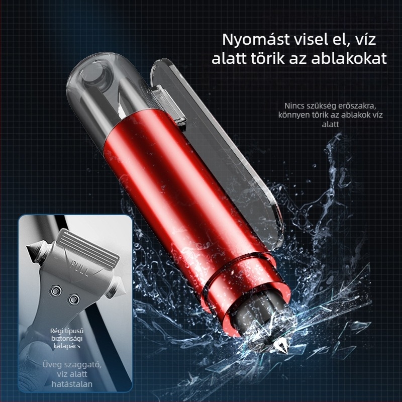 Autóablak törő szerszám — vészhelyzeti menekülő eszköz, alumínium‑ötvözet + ABS + acél, 100 g, Zhejiang eredet