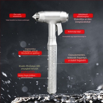 Autóbiztonsági Kalapács, alumínium ötvözet, súly 0,2 kg, testre szabható