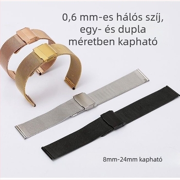 Rozsdamentes acél Milanese mesh 06 karóraszíj DW/Apple/Samsung számára dupla csattal GT2