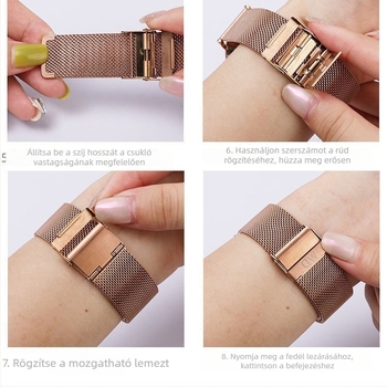 Rozsdamentes acél Milanese mesh 06 karóraszíj DW/Apple/Samsung számára dupla csattal GT2