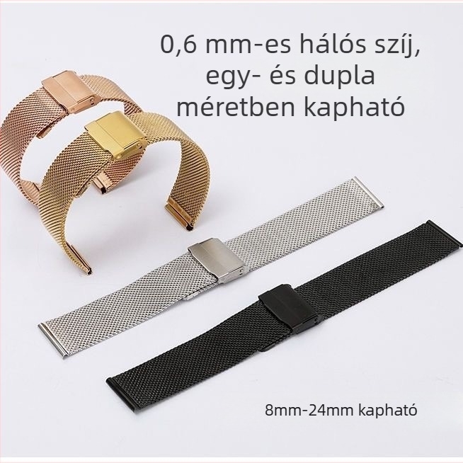 Rozsdamentes acél Milanese mesh 06 karóraszíj DW/Apple/Samsung számára dupla csattal GT2