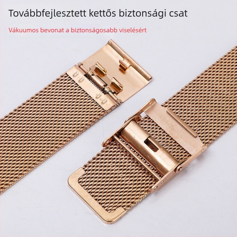 Rozsdamentes acél Milanese mesh 06 karóraszíj DW/Apple/Samsung számára dupla csattal GT2