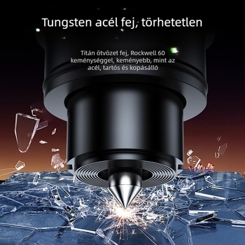 Autós biztonsági Kalapács Ablakszakítóval és Biztonsági Öv Vágóval, Alumínium Ötvözet, 0,2 kg, Shore Wood, Testreszabható