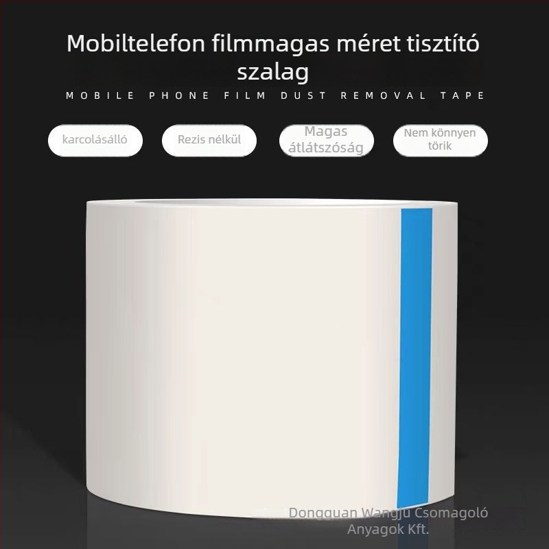 PE pormentesítő film kijelzőkhöz – ujjlenyomat- és pormentesítő szalag, akril ragasztó, vastagság 0,05–0,15 mm, minden elektronikus kijelzőhöz