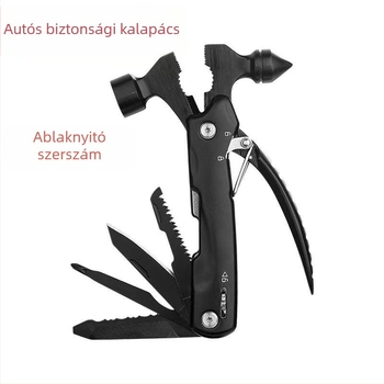 Többfunkciós kalapács fogóval kültéri kemping és vészhelyzetekhez – rozsdamentes acél, 235 g, testreszabható