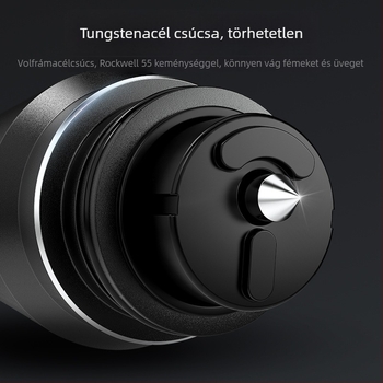 Sürgősségi autóablak törő és mini vágó, 2-in-1 ötvözetes eszköz meneküléshez (Anyag: alumíniumötvözet + ABS; Súly: 121 g)