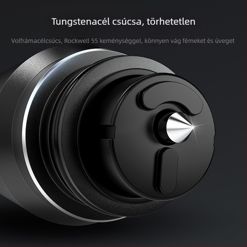 Sürgősségi autóablak törő és mini vágó, 2-in-1 ötvözetes eszköz meneküléshez (Anyag: alumíniumötvözet + ABS; Súly: 121 g)