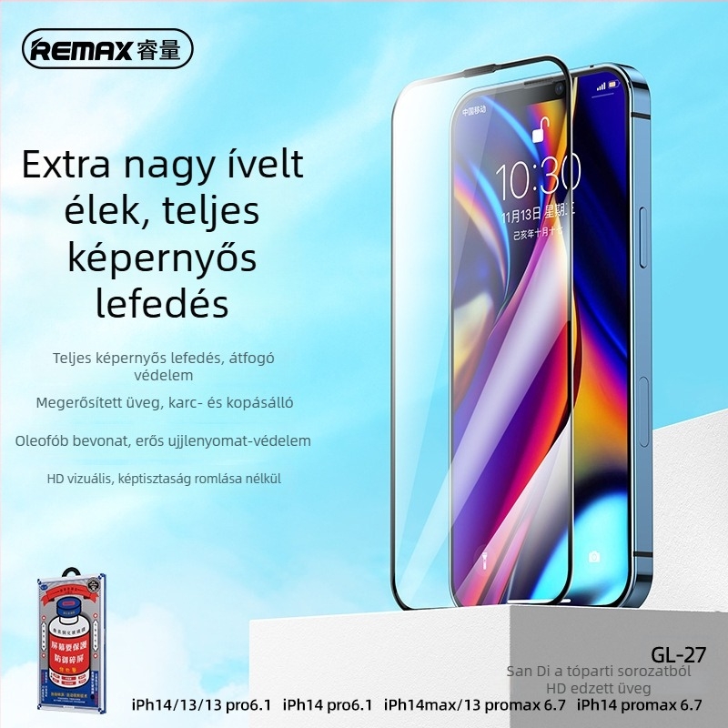 Remax edzett üveg előlapi képernyővédő iPhone 14 Pro Max-hoz, HD