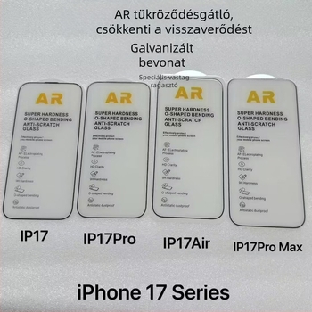 iPhone 17 Pro Maxhoz tervezett edzett AR üveg anti-reflektivitással és anti-refrakcióval; iPhone 16 Pro Maxhoz ultra-tiszta AR film; iPhone 15-kompatibil
