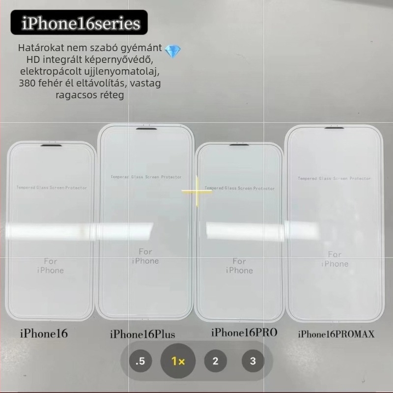Tempered üveg kijelzővédő iPhone16 Pro Maxhez — teljes képernyő, HD, ujjlenyomat-mentes, esésálló