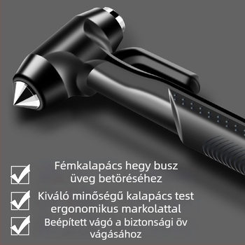 Járműre szerelhető vészhelyzeti biztonsági kalapács hosszú fogantyúval – fém ablaknyitó kalapács autókhoz és buszokhoz
