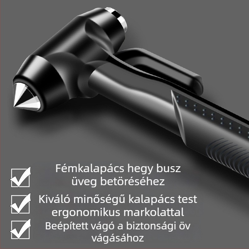 Járműre szerelhető vészhelyzeti biztonsági kalapács hosszú fogantyúval – fém ablaknyitó kalapács autókhoz és buszokhoz