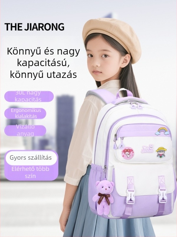 Iskolai hátizsák — Oxford anyag; lélegző, vízálló, ultra könnyű; légpárnás vállpántok; egyszínű mintázat