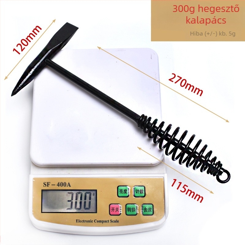 Villanyszerelő kalapács, fej magas széntartalmú acélból, dupla fej, acél nyél, 300 g/500 g